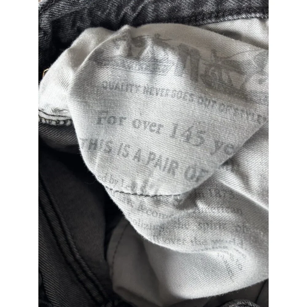 Levis 502 Jeans Mens 31 Taper Regular Fit Stretch Mid Rise Denim‎ Washed Black